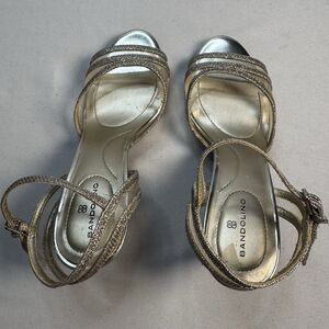 Bandolino Jelena Gold Glitter Strappy Heels Size 6M Women’s Dressy Sandals Party